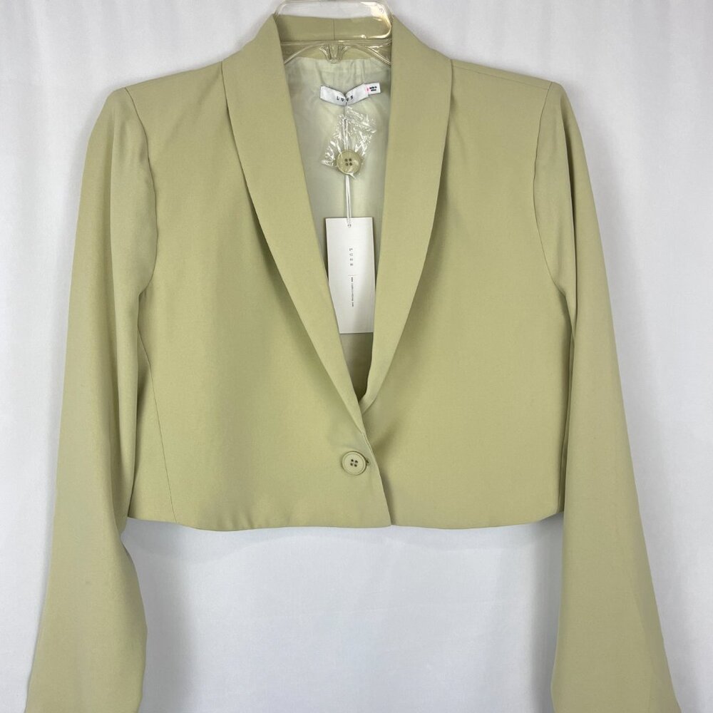 NWT Lush Cropped Jacket Bolero Shrug Womens Medium Pistachio Color Long Sleeve